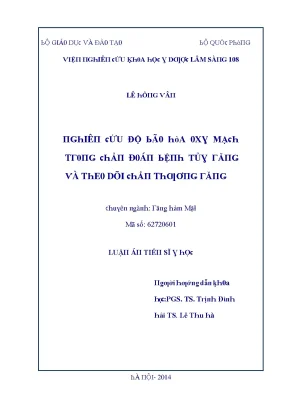 Luận văn nghiên cứu độ bão hòa oxy mạch trong chẩn đoán bệnh tủy răng và theo dõi chấn thương răng