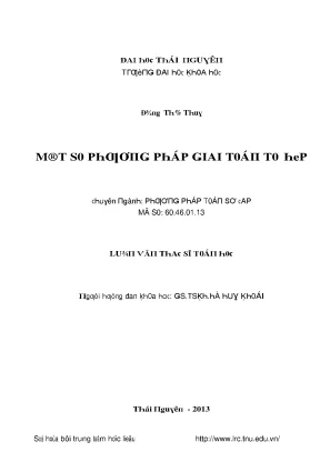 Luận văn một số phương pháp giải toán tổ hợp