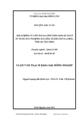 Luận văn ảnh hưởng của đô thị hóa đến tình hình quản lý sử dụng đất phường đại yên thành phố hạ long tỉnh quảng ninh