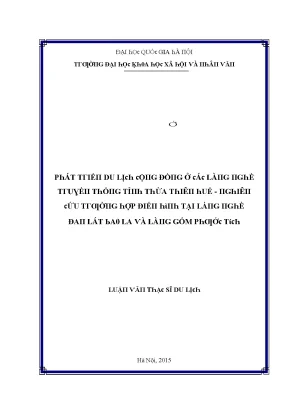 Luận văn phát triển du lịch cộng đồng ở các làng nghề truyền thống tỉnh thừa thiên huế nghiên cứu trường hợp điển hình tại làng nghề đan lát bao la và làng gốm phước tích
