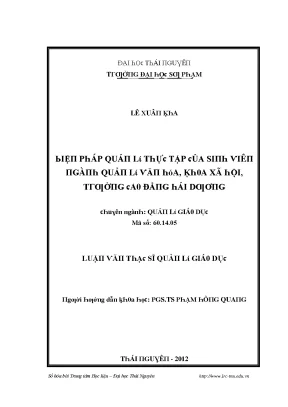 Luận văn biện pháp quản lí thực tập của sinh viên ngành quản lí văn hóa khoa xã hội trường cao đẳng hải dương