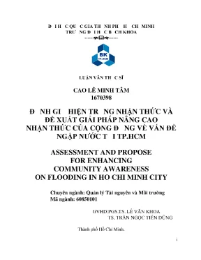 Luận văn thạc sĩ quản lý tài nguyên và môi trường đánh giá hiện trạng nhận thức và đề xuất giải pháp nâng cao nhận thức của cộng đồng về vấn đề ngập nước tại tp hcm