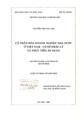 Luận văn thạc sĩ luật học cổ phần hoá doanh nghiệp nhà nước ở việt nam cơ sở pháp lý và thực tiễn áp dụng