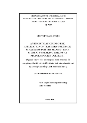 Luận văn thạc sĩ an investigation into the application of teachers feedback strategies for the second year students speaking errors at peoples police college i