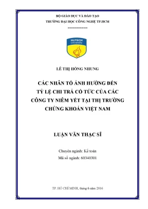 Luận văn các nhân tố ảnh hưởng đến tỷ lệ chi trả cổ tức của các công ty niêm yết tại thị trường chứng khoán việt nam