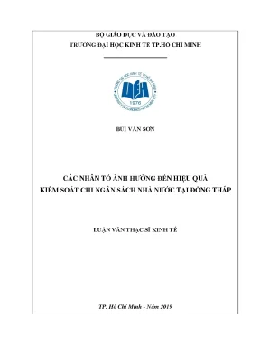 Luận văn các nhân tố ảnh hưởng đến hiệu quả kiểm soát chi ngân sách nhà nước tại đồng tháp