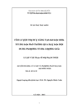 Luận văn rèn luyện tư duy sáng tạo cho học sinh trung học phổ thông qua dạy học nội dung phương trình lượng giác
