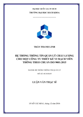Luận văn thạc sĩ hệ thống thông tin quản lý hệ thống thông tin quản lý chất lượng cho một công tay thiết kế vi mạch viễn thông theo chuẩn iso 9001 2015