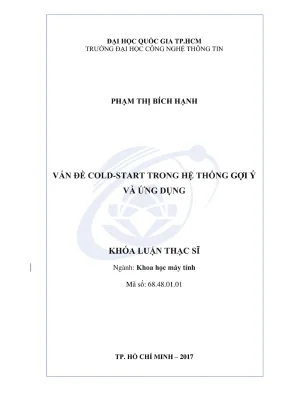 Luận văn thạc sĩ khoa học máy tính vấn đề cold start trong hệ thống gợi ý và ứng dụng