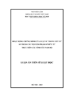 Hoạt động chứng minh của luật sư trong xét xử sơ thẩm các tội xâm phạm sở hữu từ thực tiễn các tỉnh tây nam bộ