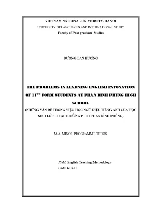 Luận văn thạc sĩ the problems in learning english intonation of 11th form students at phan dinh phung high school
