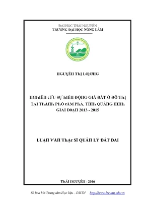 Luận văn nghiên cứu sự biến động giá đất ở đô thị tại thành phố cẩm phả tỉnh quảng ninh giai đoạn 2013 2015