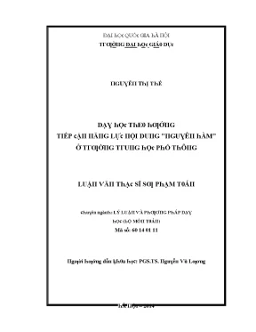 Luận văn dạy học theo hướng tiếp cận năng lực nội dung nguyên hàm ở trường trung học phổ thông