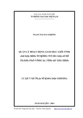 Luận văn quản lý hoạt động giáo dục giới tính cho học sinh trường trung học cơ sở thành phố uông bí tỉnh quảng ninh
