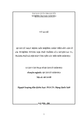 Luận văn quản lý hoạt động bồi dưỡng giáo viên cốt cán ở các trường trung học phổ thông của huyện ba vì thành phố hà nội đáp ứng yêu cầu đổi mới giáo dục