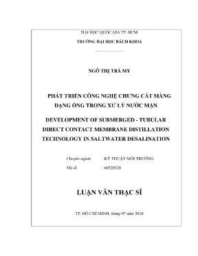 Luận văn thạc sĩ kỹ thuật môi trường phát triển công nghệ chưng cất màng dạng ống trong xử lý nước mặn