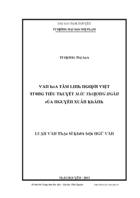 Luận văn văn hóa tâm linh người việt trong tiểu thuyết mẫu thượng ngàn của nguyễn xuân khánh