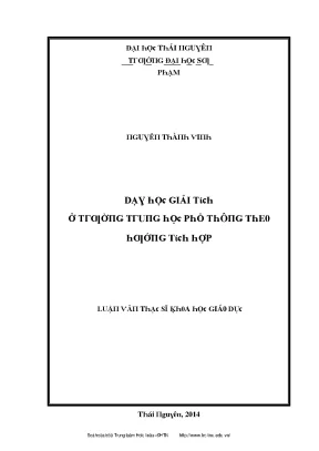 Luận văn dạy học giải tích ở trường trung học phổ thông theo hướng tích cực