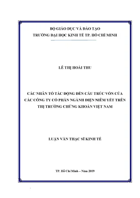 Luận văn các nhân tố ảnh hưởng đến cấu trúc vốn của các công ty ngành điện niêm yết trên thị trường chứng khoán việt nam