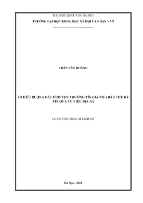 Luận văn thạc sĩ lịch sử sở hữu ruộng đất ở huyện thường tín hà nội đầu thế kỷ xix qua tư liệu địa bạ