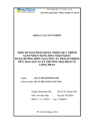 Luận văn một số giải pháp hoàn thiện quy trình giao nhận hàng hóa nhập khẩu bằng đường biển tại công ty tnhh sx tm dv long phan