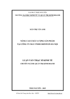 Luận văn nâng cao chất lượng sản phẩm tại công ty may shinwon hà nội