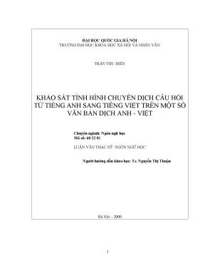 Luận văn khảo sát tình hình chuyển dịch câu hỏi từ tiếng anh sang tiếng việt trên một số van bản dịch anh việt