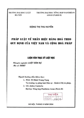 Luận văn thạc sĩ luật học pháp luật về nhãn hiệu hàng hoá theo quy định của việt nam và cộng hoà pháp