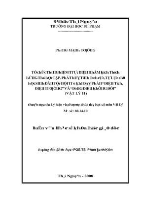 Luận văn tổ chức thí nghiệm trực diện nhằm kích thích hứng thú học tập phát huy tính tích cực tự lực cho học sinh dân tộc nội trú khi dạy phần