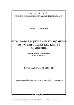 Luận văn nâng cao chất lượng thẩm tra dự án đầu tư tại ban quản lý khu kinh tế quảng ninh