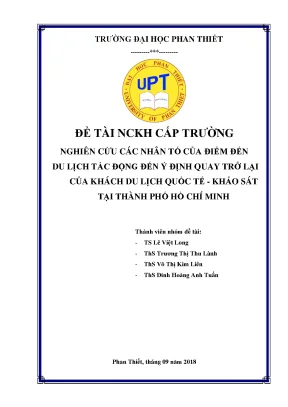 Nghiên cứu các nhân tố của điểm đến du lịch tác động đến ý định quay trở lại của khách du lịch quốc tế khảo sát tại tp hc