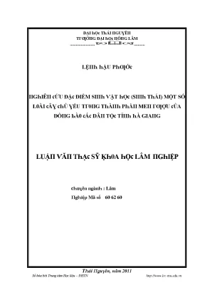 Luận văn nghiên cứu đặc điểm sinh vật học sinh thái một số cây chủ yếu trong thành phần men rượu của đồng bào các dân tộc tỉnh hà giang
