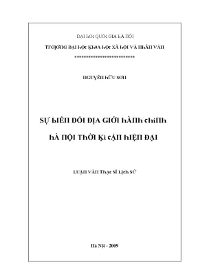 Luận văn sự biến đổi địa giới hành chính hà nội thời kỳ cận hiện đại