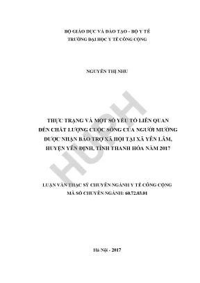Thực trạng và một số yếu tố liên quan đến chất lượng cuộc sống của người mường được nhận bảo trợ xã hội tại xã yên lâm huyện yên định tỉnh thanh hóa năm 2017