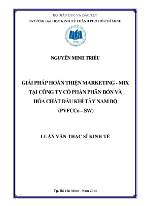 Luận văn giải pháp hoàn thiện marketing mix tại công ty cổ phần phân bón và hóa chất dầu khí tây nam bộ luận văn thạc sĩ
