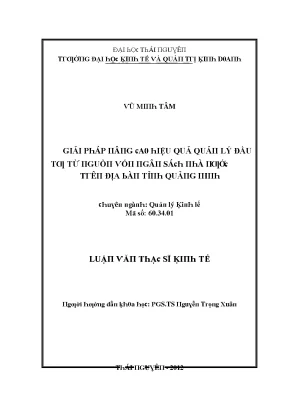Luận văn giải pháp nâng cao hiệu quả quản lý đầu tư từ nguồn vốn ngân sách nhà nước trên địa bàn tỉnh quảng ninh