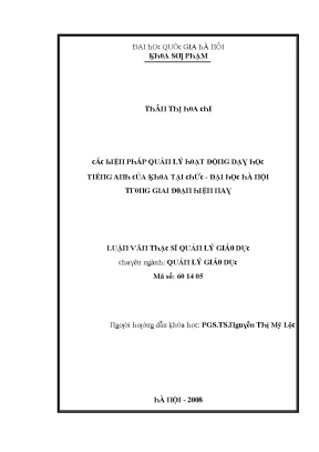 Luận văn các biện pháp quản lý hoạt động dạy học tiếng anh của khoa tại chức đại học hà nội trong giai đoạn hiện nay