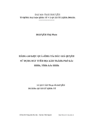 Luận văn nâng cao hiệu quả công tác đấu giá quyền sử dụng đất trên địa bàn tp bắc ninh tỉnh bắc ninh