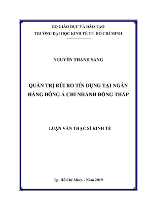 Luận văn quản trị rủi ro tín dụng tại ngân hàng đông á chi nhánh đồng tháp