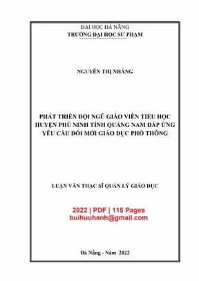 Luận văn thạc sĩ phát triển đội ngũ giáo viên tiểu học huyện phú ninh tỉnh quảng nam đáp ứng yêu cầu đổi mới giáo dục phổ thông