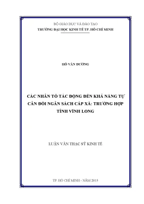 Luận văn các nhân tố tác động đến khả năng tự cân đối nhân sách cấp xã trường hợp tỉnh vĩnh long