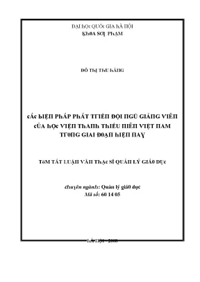 Luận văn các biện pháp phát triển đội ngũ giảng viên của học viện thanh thiếu niên việt nam trong giai đoạn hiện nay