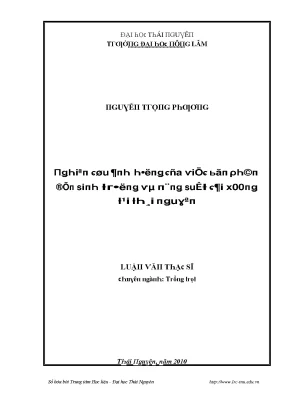 Luận văn nghiên cứu ảnh hưởng của việc bón phân đến sinh trưởng và năng suất cải xoong tại thái nguyên