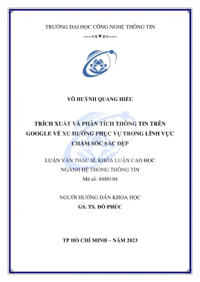 Luận văn thạc sĩ hệ thống thông tin trích xuất và phân tích thông tin trên google về xu hướng phục vụ trong lĩnh vực chăm sóc sắc đẹp