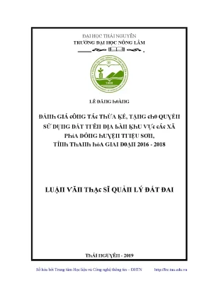 Luận văn đánh giá công tác thừa kế tặng cho quyền sử dụng đất trên địa bàn khu vực các xã phía động huyện triệu sơn tỉnh thanh hóa giai đoạn 2016 2018