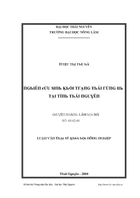 Luận văn nghiên cứu sinh khối trạng thái rừng iib tại tỉnh thái nguyên