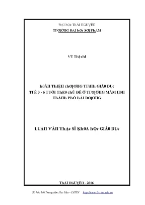 Luận văn hoàn thiện chương trình giáo dục trẻ 3 6 tuổi theo chủ đề ở trường mầm non thành phố hải dương