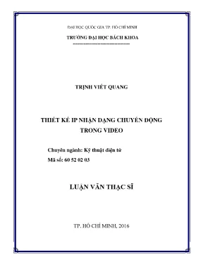 Luận văn thạc sĩ kỹ thuật điện tử thiết kế ip nhận dạng chuyển động trong video