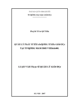 Luận văn quản lý phát triển chương trình giáo dục tại trường mầm non vinschool