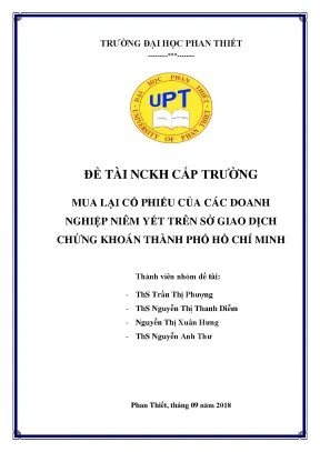 Mua lại cổ phiếu của các doanh nghiệp niêm yết trên sở giao dịch chứng khoán thành phố hồ chí minh